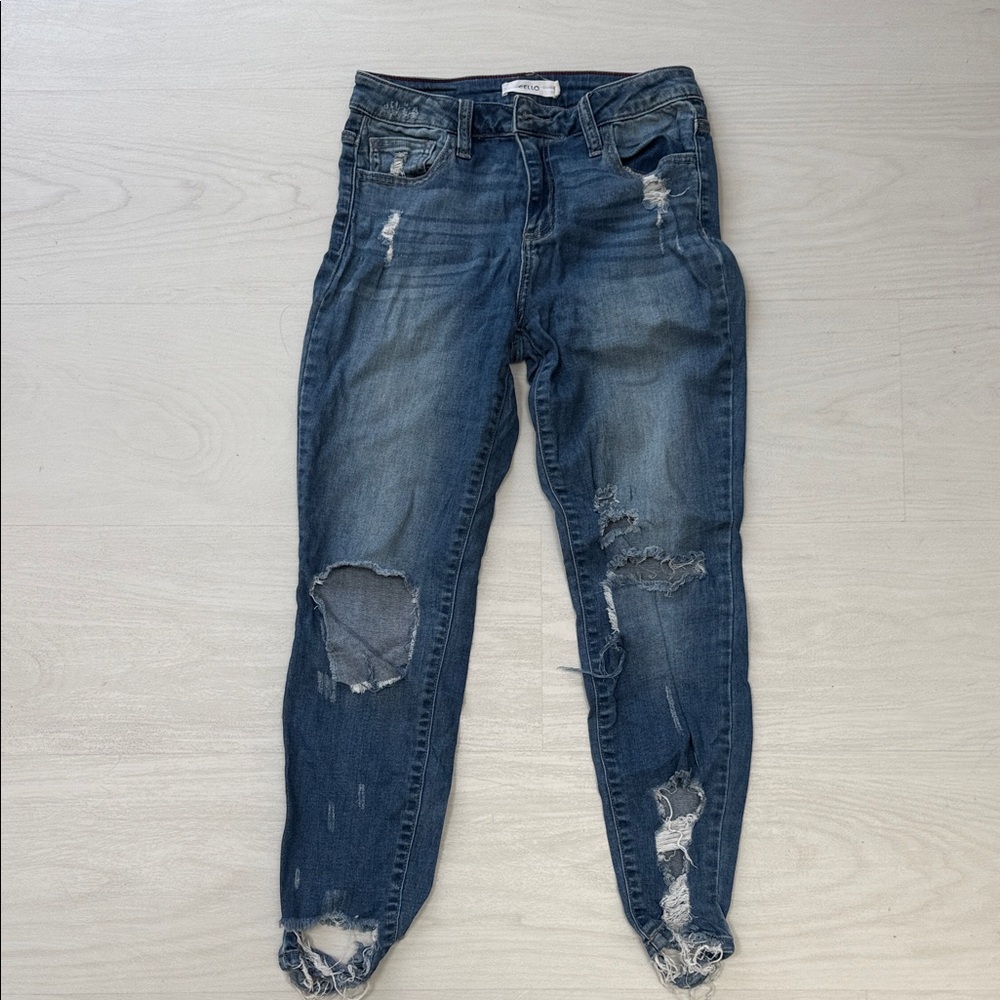 Cello Women's Distressed Skinny Jeans - Dark Blue
